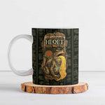 Heqet Ornate Frog Egyptian Ceramic Mug with Hieroglyphic Backdrop in Creation Theme