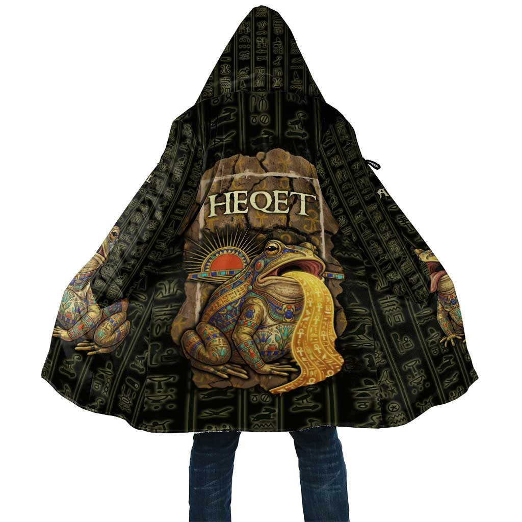 Heqet Ornate Frog Egyptian Cloak with Hieroglyphic Backdrop in Creation Theme