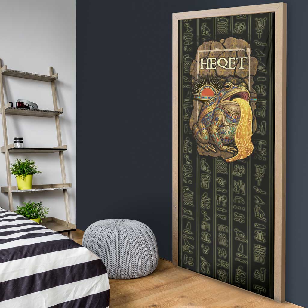 Heqet Ornate Frog Egyptian Door Cover with Hieroglyphic Backdrop in Creation Theme