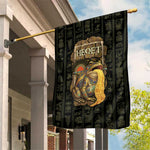 Heqet Ornate Frog Egyptian Garden Flag with Hieroglyphic Backdrop in Creation Theme