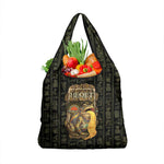 Heqet Ornate Frog Egyptian Grocery Bag with Hieroglyphic Backdrop in Creation Theme