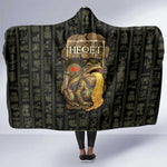 Heqet Ornate Frog Egyptian Hooded Blanket with Hieroglyphic Backdrop in Creation Theme