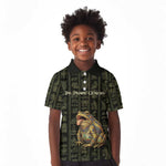 Heqet Ornate Frog Egyptian Kid Polo Shirt with Hieroglyphic Backdrop in Creation Theme