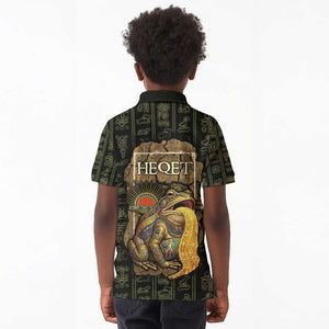 Heqet Ornate Frog Egyptian Kid Polo Shirt with Hieroglyphic Backdrop in Creation Theme