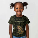 Heqet Ornate Frog Egyptian Kid T shirt with Hieroglyphic Backdrop in Creation Theme