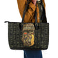 Heqet Ornate Frog Egyptian Leather Tote Bag with Hieroglyphic Backdrop in Creation Theme