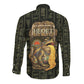 Heqet Ornate Frog Egyptian Long Sleeve Button Shirt with Hieroglyphic Backdrop in Creation Theme