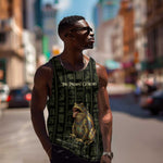 Heqet Ornate Frog Egyptian Men Tank Top with Hieroglyphic Backdrop in Creation Theme
