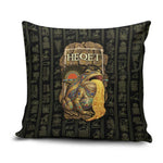 Heqet Ornate Frog Egyptian Pillow Cover with Hieroglyphic Backdrop in Creation Theme
