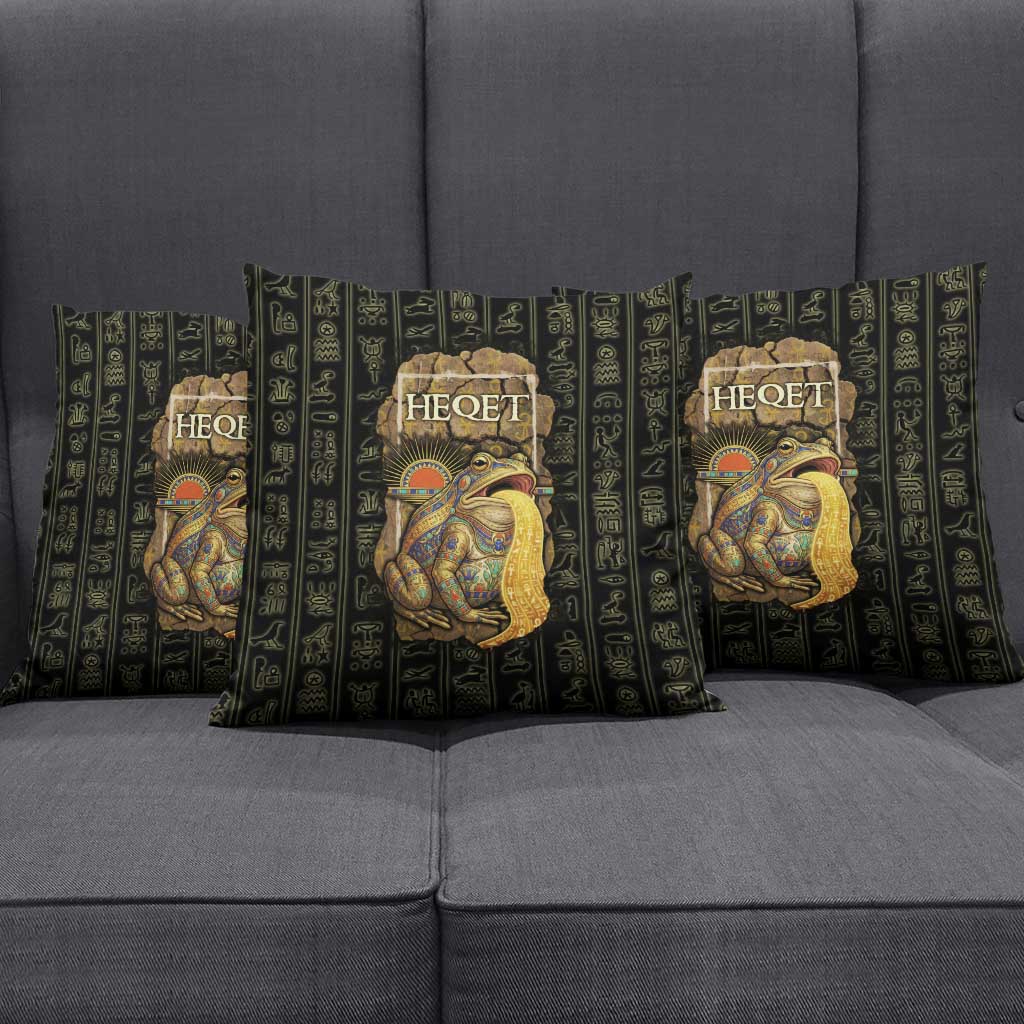 Heqet Ornate Frog Egyptian Pillow Cover with Hieroglyphic Backdrop in Creation Theme