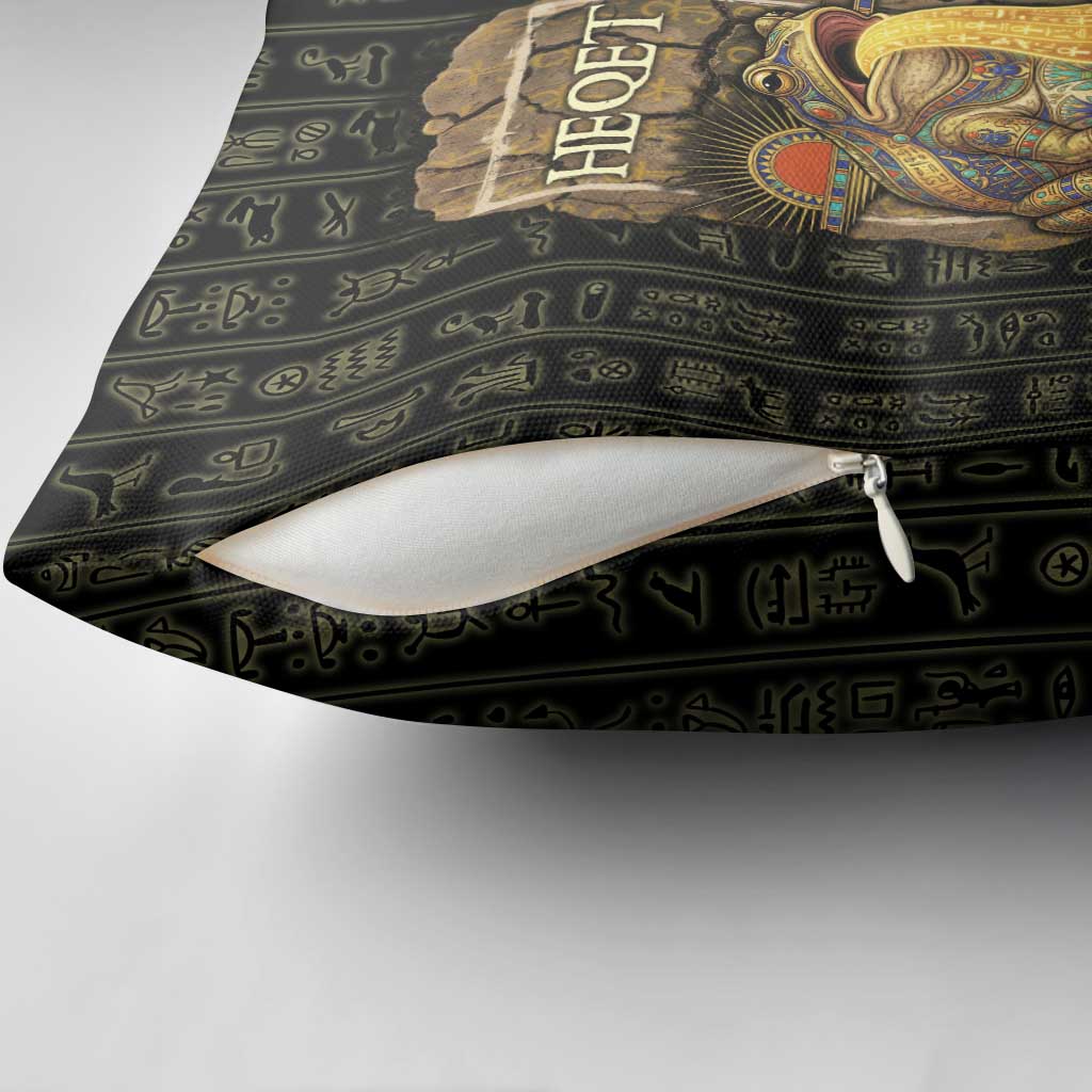 Heqet Ornate Frog Egyptian Pillow Cover with Hieroglyphic Backdrop in Creation Theme