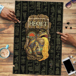 Heqet Ornate Frog Egyptian Puzzle with Hieroglyphic Backdrop in Creation Theme