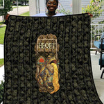 Heqet Ornate Frog Egyptian Quilt with Hieroglyphic Backdrop in Creation Theme