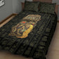Heqet Ornate Frog Egyptian Quilt Bed Set with Hieroglyphic Backdrop in Creation Theme