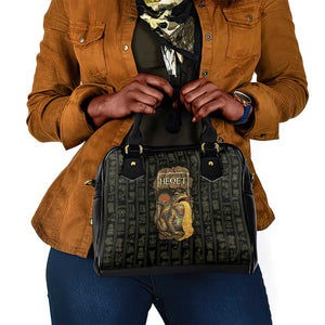 Heqet Ornate Frog Egyptian Shoulder Handbag with Hieroglyphic Backdrop in Creation Theme