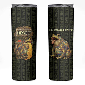 Heqet Ornate Frog Egyptian Skinny Tumbler with Hieroglyphic Backdrop in Creation Theme