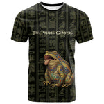 Heqet Ornate Frog Egyptian T shirt with Hieroglyphic Backdrop in Creation Theme