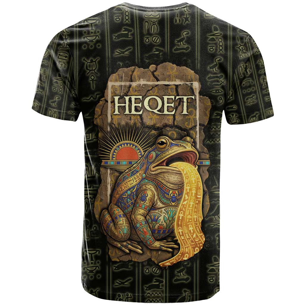 Heqet Ornate Frog Egyptian T shirt with Hieroglyphic Backdrop in Creation Theme