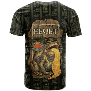 Heqet Ornate Frog Egyptian T shirt with Hieroglyphic Backdrop in Creation Theme