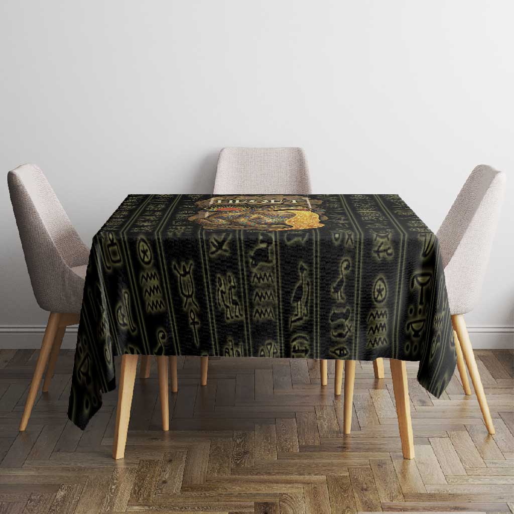 Heqet Ornate Frog Egyptian Tablecloth with Hieroglyphic Backdrop in Creation Theme