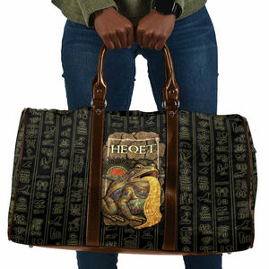 Heqet Ornate Frog Egyptian Travel Bag with Hieroglyphic Backdrop in Creation Theme