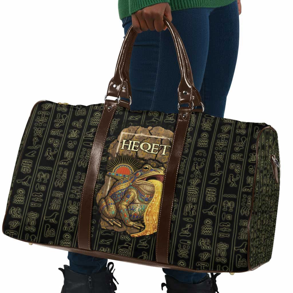 Heqet Ornate Frog Egyptian Travel Bag with Hieroglyphic Backdrop in Creation Theme