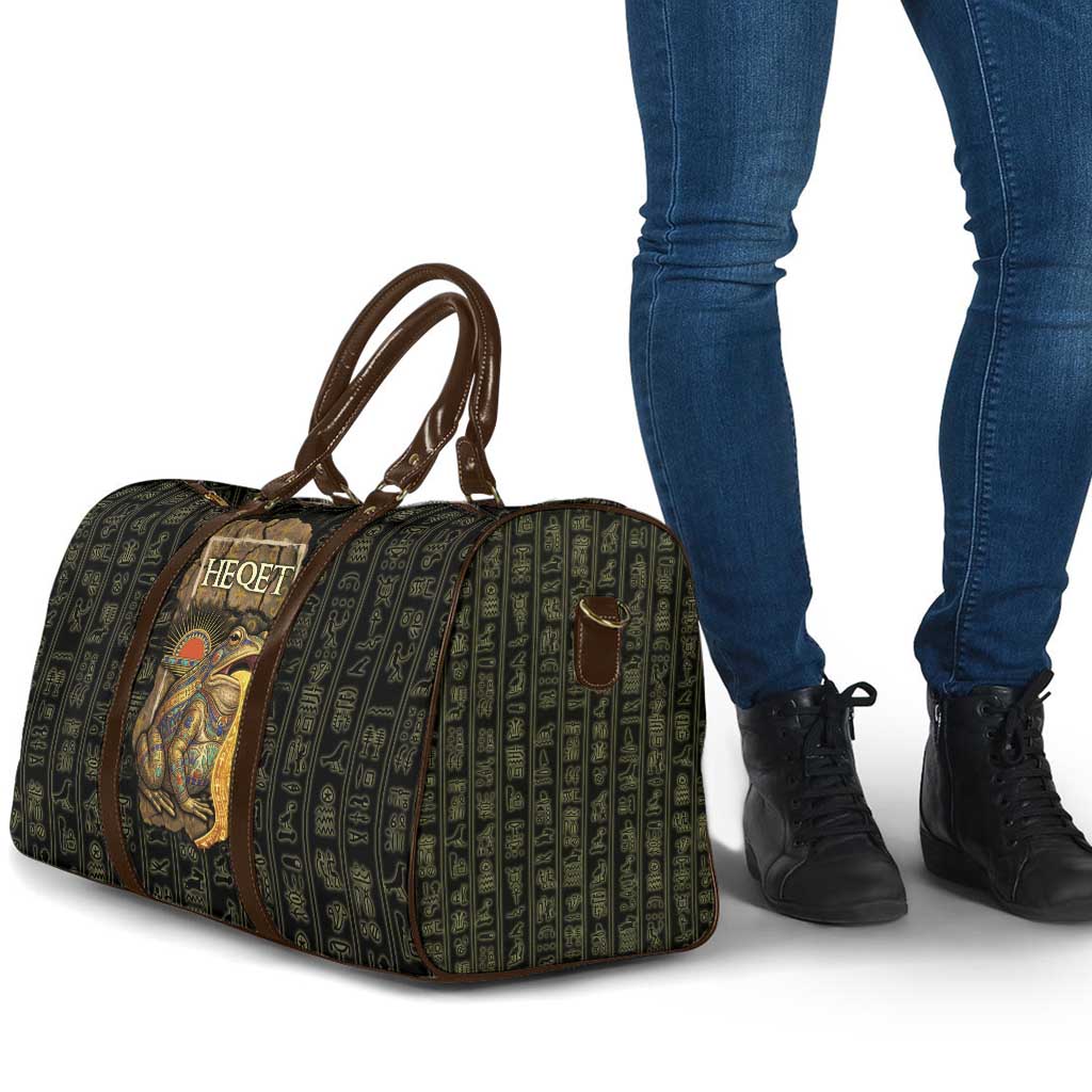 Heqet Ornate Frog Egyptian Travel Bag with Hieroglyphic Backdrop in Creation Theme