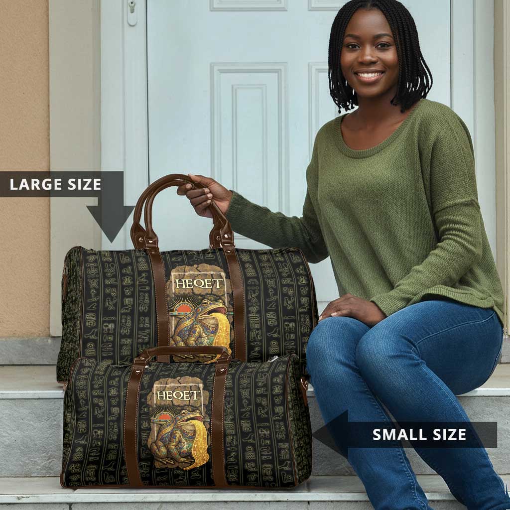 Heqet Ornate Frog Egyptian Travel Bag with Hieroglyphic Backdrop in Creation Theme