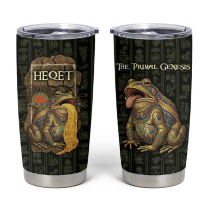 Heqet Ornate Frog Egyptian Tumbler Cup with Hieroglyphic Backdrop in Creation Theme