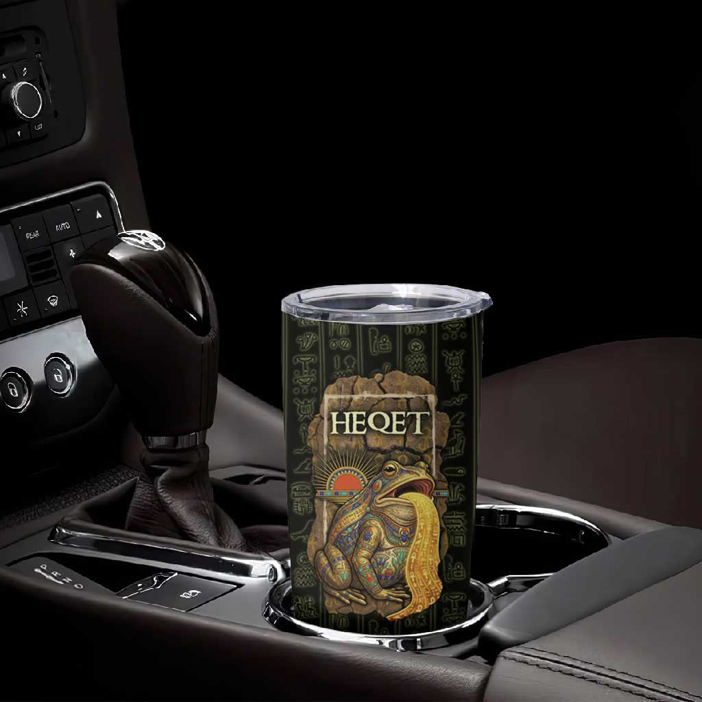 Heqet Ornate Frog Egyptian Tumbler Cup with Hieroglyphic Backdrop in Creation Theme