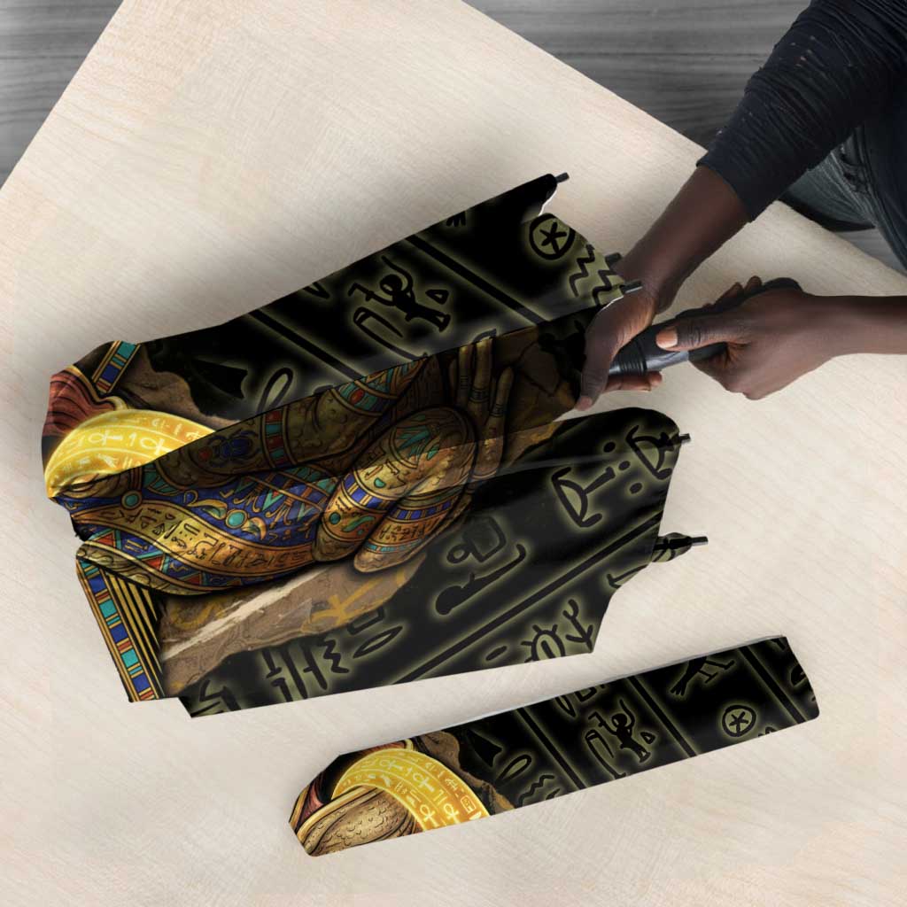 Heqet Ornate Frog Egyptian Umbrella with Hieroglyphic Backdrop in Creation Theme