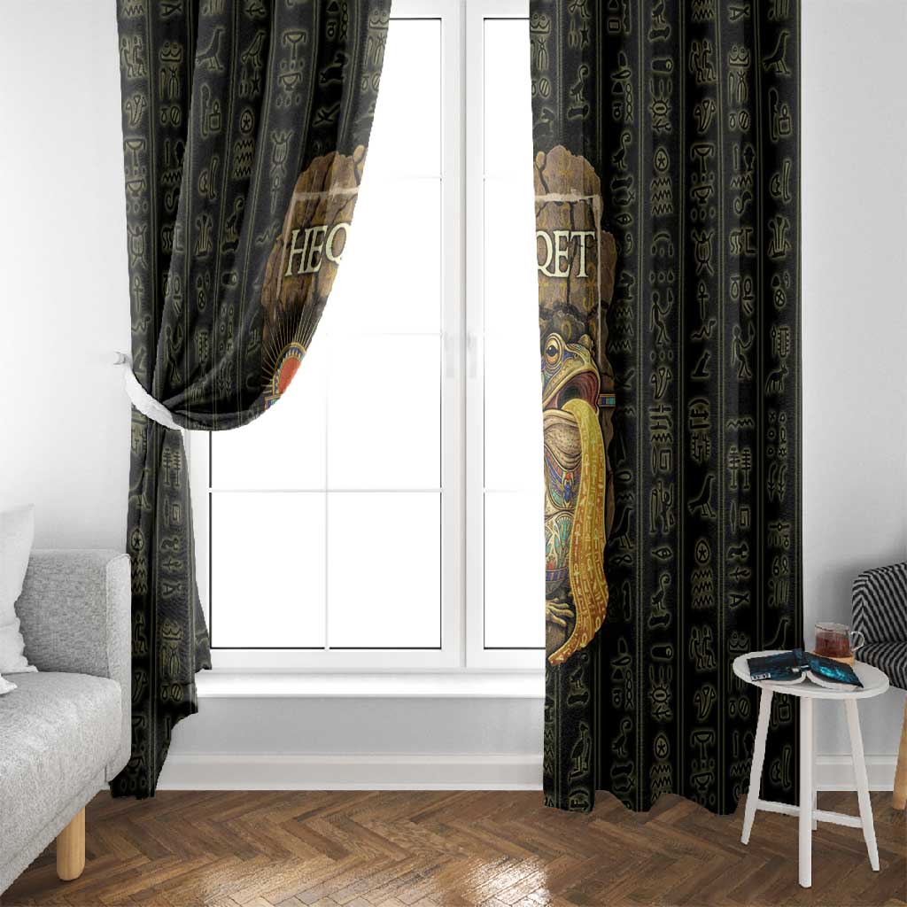 Heqet Ornate Frog Egyptian Window Curtain with Hieroglyphic Backdrop in Creation Theme