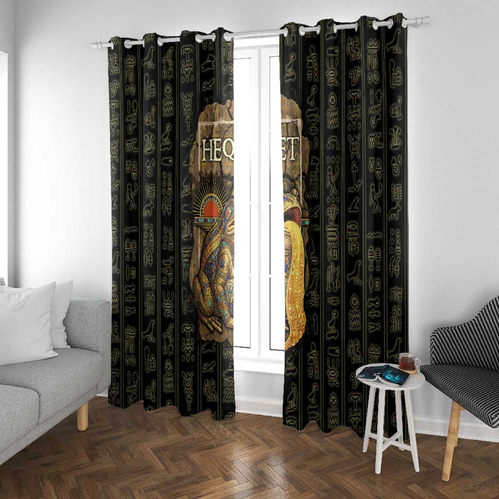 Heqet Ornate Frog Egyptian Window Curtain with Hieroglyphic Backdrop in Creation Theme