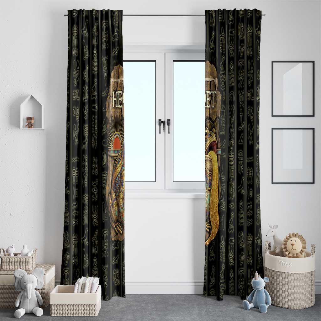 Heqet Ornate Frog Egyptian Window Curtain with Hieroglyphic Backdrop in Creation Theme