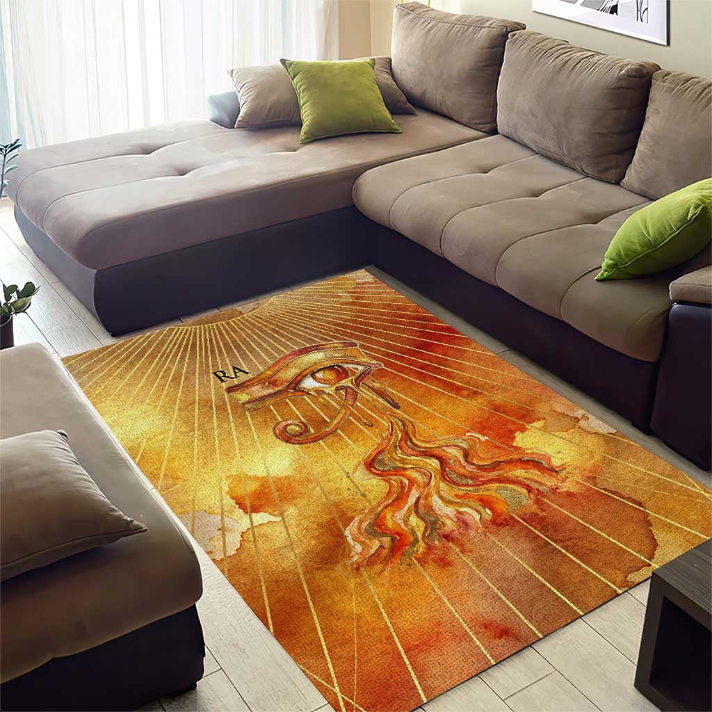 Ra Egyptian Area Rug Sun God Eye of Ra Fiery Wings Eternal Source Golden Light