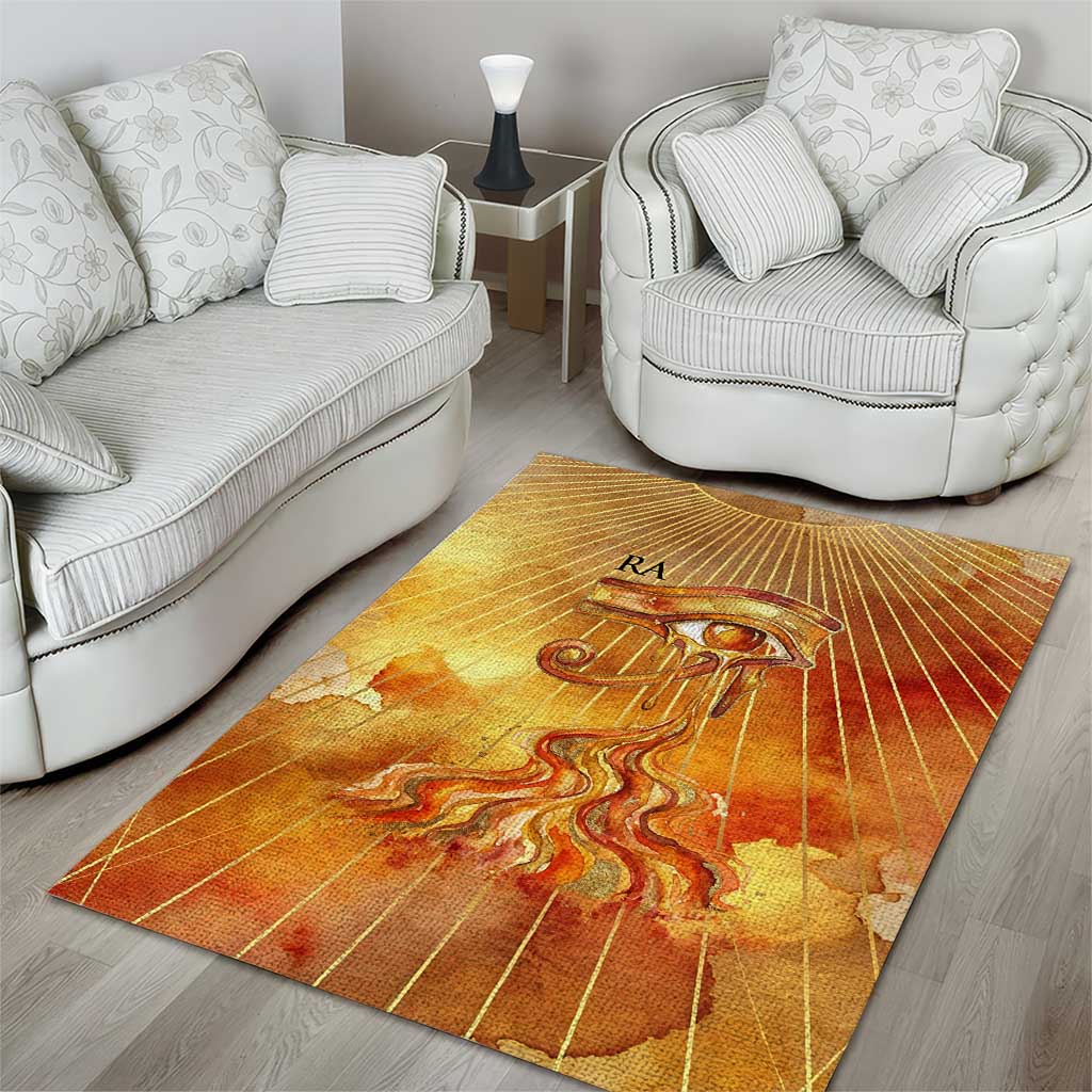 Ra Egyptian Area Rug Sun God Eye of Ra Fiery Wings Eternal Source Golden Light