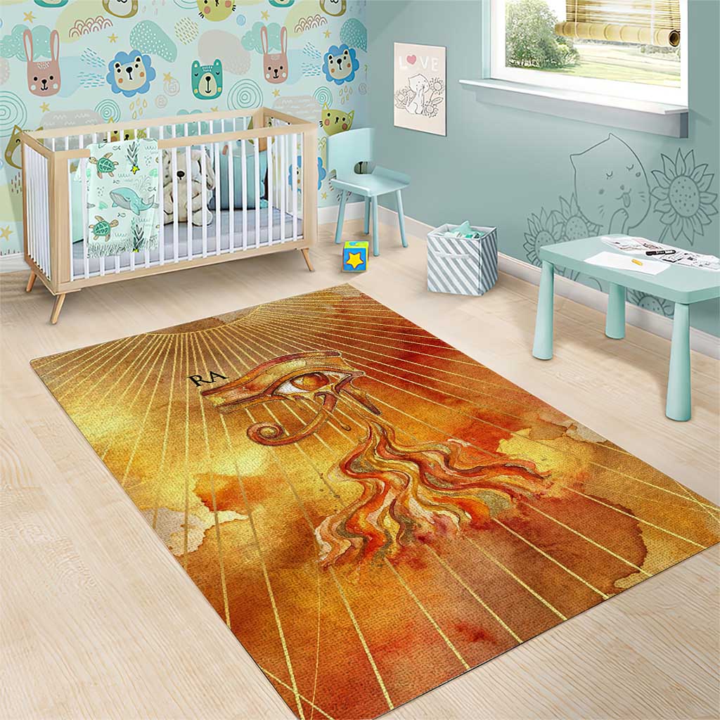 Ra Egyptian Area Rug Sun God Eye of Ra Fiery Wings Eternal Source Golden Light