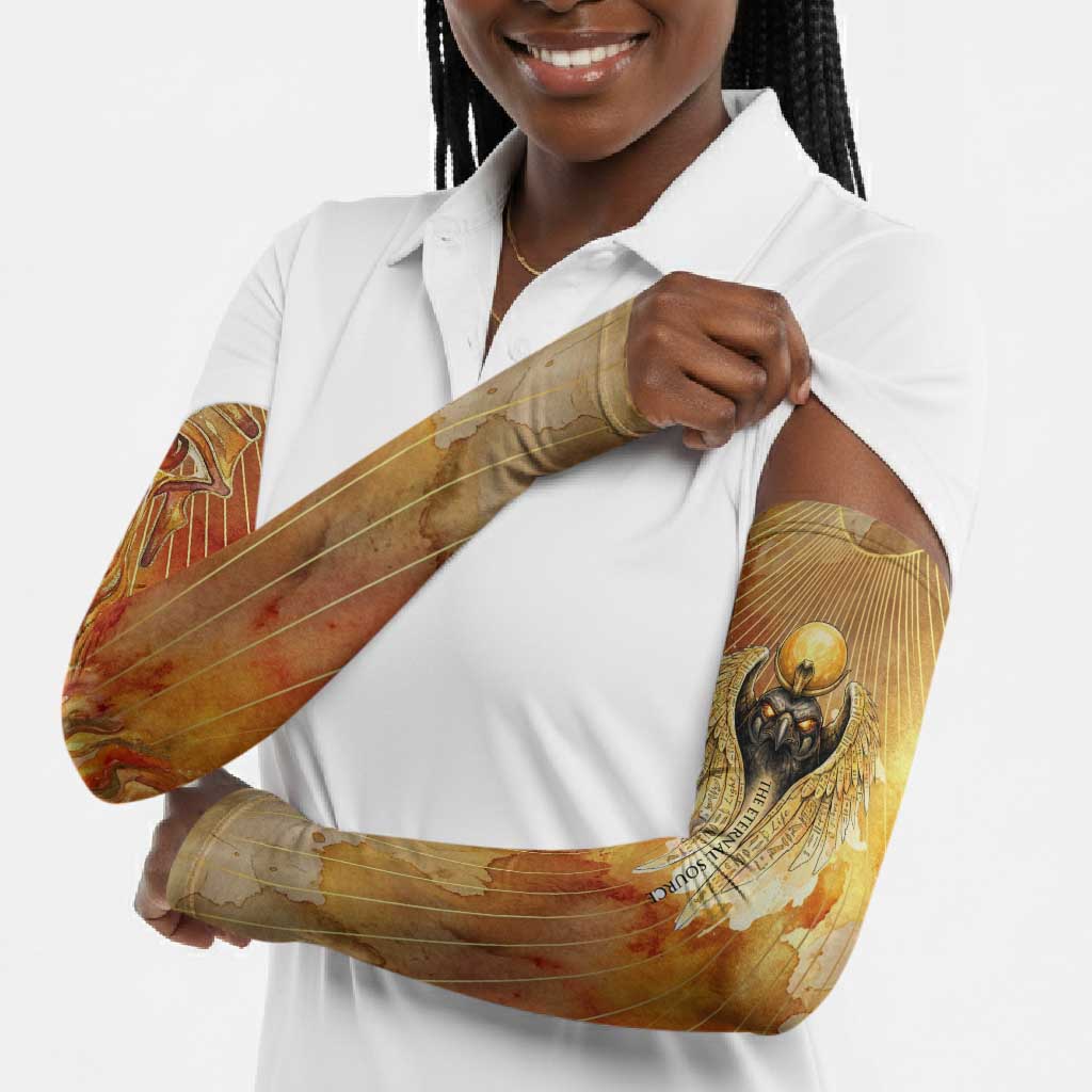 Ra Egyptian Arm Sleeves Sun God Eye of Ra Fiery Wings Eternal Source Golden Light