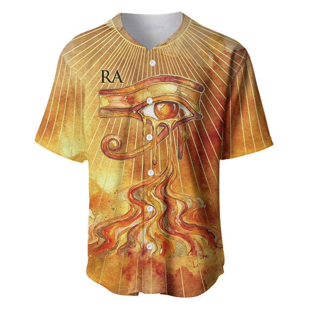 Ra Egyptian Baseball Jersey Sun God Eye of Ra Fiery Wings Eternal Source Golden Light