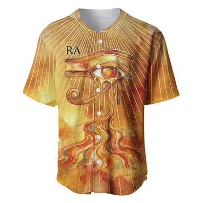 Ra Egyptian Baseball Jersey Sun God Eye of Ra Fiery Wings Eternal Source Golden Light