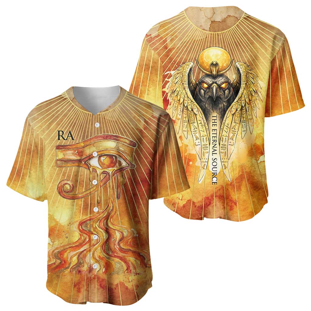 Ra Egyptian Baseball Jersey Sun God Eye of Ra Fiery Wings Eternal Source Golden Light