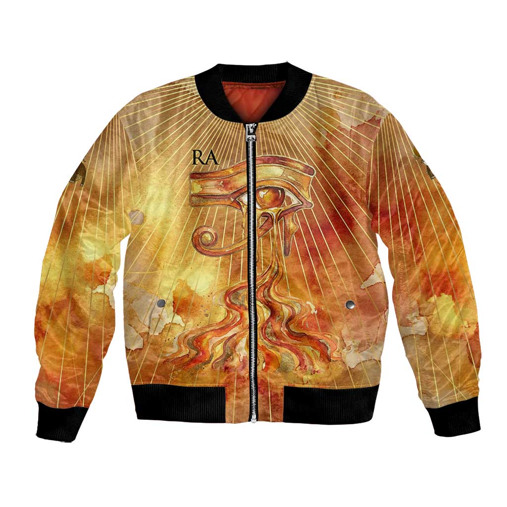 Ra Egyptian Bomber Jacket Sun God Eye of Ra Fiery Wings Eternal Source Golden Light