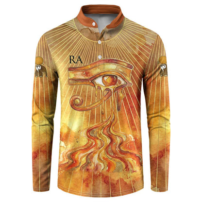 Ra Egyptian Button Sweatshirt Sun God Eye of Ra Fiery Wings Eternal Source Golden Light