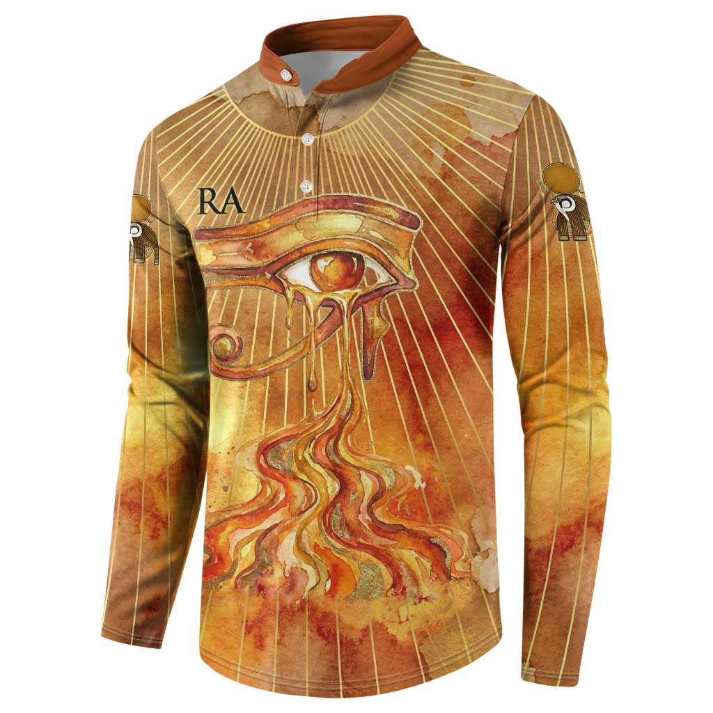 Ra Egyptian Button Sweatshirt Sun God Eye of Ra Fiery Wings Eternal Source Golden Light