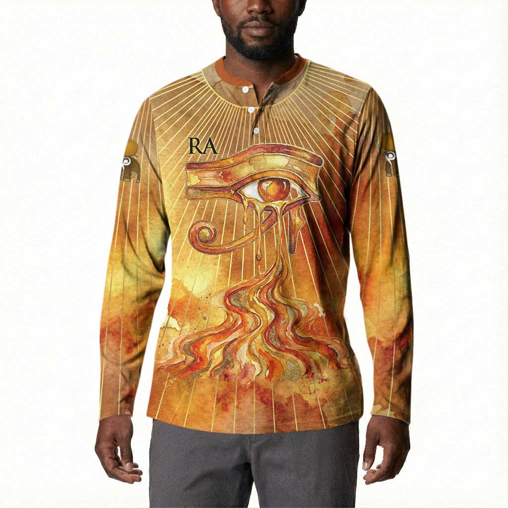 Ra Egyptian Button Sweatshirt Sun God Eye of Ra Fiery Wings Eternal Source Golden Light