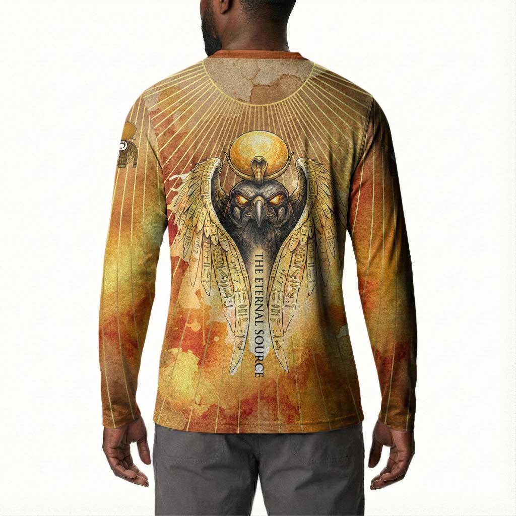 Ra Egyptian Button Sweatshirt Sun God Eye of Ra Fiery Wings Eternal Source Golden Light