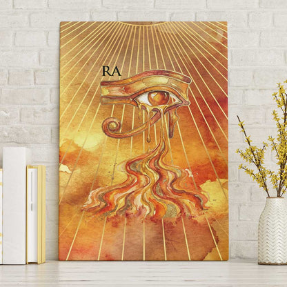 Ra Egyptian Canvas Wall Art Sun God Eye of Ra Fiery Wings Eternal Source Golden Light
