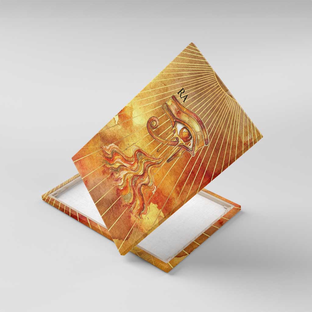 Ra Egyptian Canvas Wall Art Sun God Eye of Ra Fiery Wings Eternal Source Golden Light