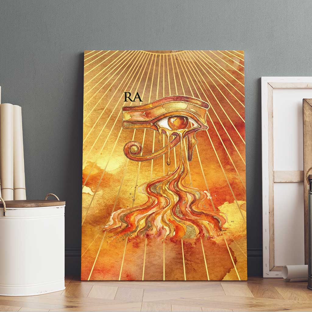 Ra Egyptian Canvas Wall Art Sun God Eye of Ra Fiery Wings Eternal Source Golden Light