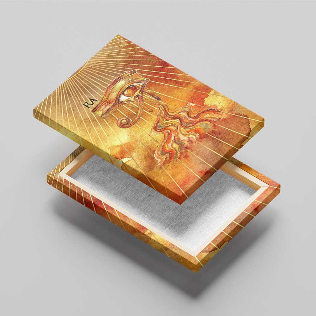 Ra Egyptian Canvas Wall Art Sun God Eye of Ra Fiery Wings Eternal Source Golden Light